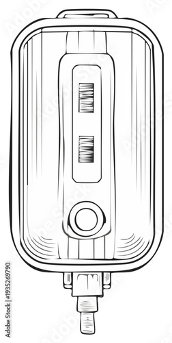 Hand Drawn Sketch of an Electrical Water Heater, Vector Illustration