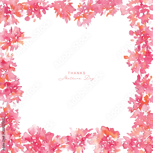 水彩画。水彩タッチのカーネーションベクターイラスト。母の日のカーネーションフレーム素材。Watercolor painting. Watercolor carnation vector illustration. Carnation frame material for Mother's Day.