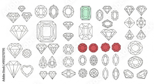 Collection of various precious gemstones and diamonds