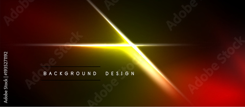 Abstract background features vibrant red, yellow gradients. Bright lines intersect creating dynamic visual effect. Text reads background design.