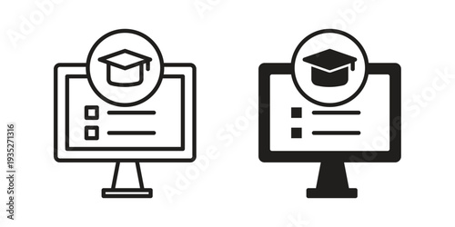 Online course icon. Simple outline style concept. Thin line vector illustration.