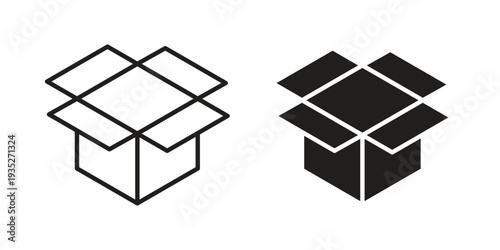 Open box icon. Simple outline style concept. Thin line vector illustration.