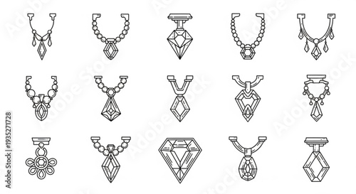 Collection of elegant necklace designs with precious stones and pearls