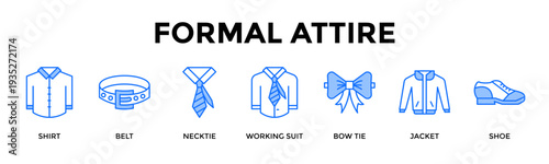 Formal Attire Icon Set Collection Pack Banner Web Vector Illustration  Concept Containing Professional Look For Meetings And Formal Occasions