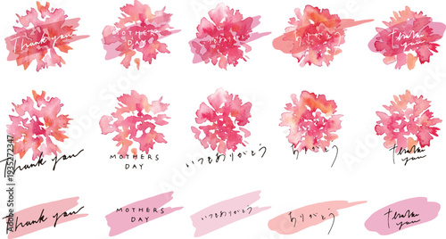 水彩画。水彩タッチのカーネーションベクターイラスト。母の日のカーネーションフレーム素材。Watercolor painting. Watercolor carnation vector illustration. Carnation frame material for Mother's Day.