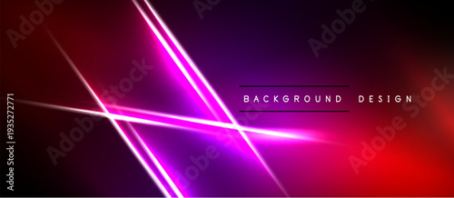 Vibrant neon lines intersect over gradient background. Deep reds transition into rich purples, creating dynamic visual effect. Modern design element.