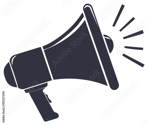 Graphic Megaphone Icon with Sound Rays for Public Address and Promotion