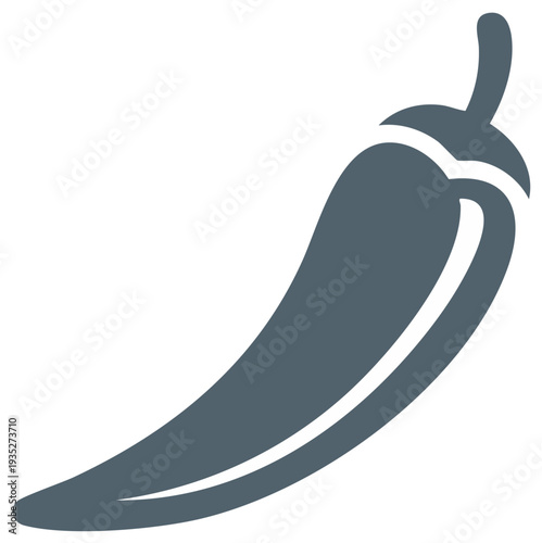 Simple graphic icon of a chili pepper in a dark gray color.