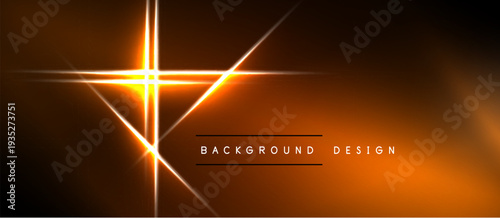 Abstract orange background. Bright lines intersect forming radiant center. Dark edges create dramatic contrast. Modern design element.