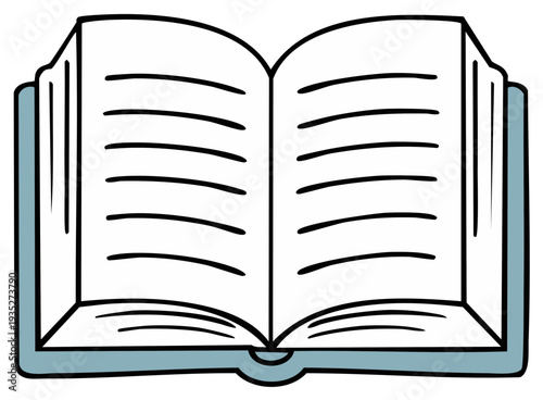 Open Book Illustration with Blank Pages, Cartoon Style, Conceptual for Education