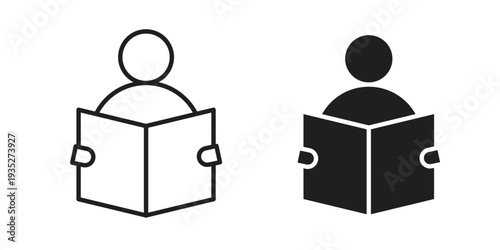 Reading icon. Simple outline style concept. Thin line vector illustration.