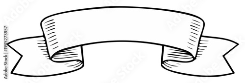 Hand-Drawn Ribbon Banner Design Element for Titles and Text Decoration
