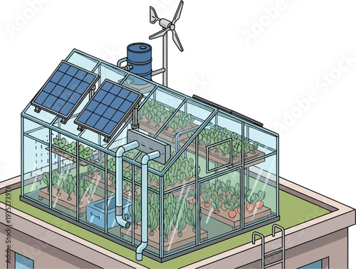 Rooftop Greenhouse Urban Farming Illustration