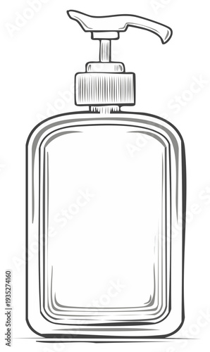 Hand Sanitizer Dispenser Outline Illustration for Healthcare Hygiene Products
