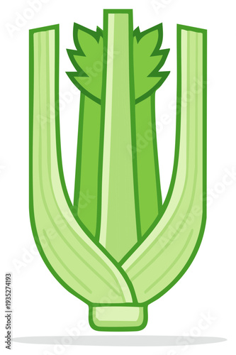 Fresh Green Celery Stalks with Leaves Illustration