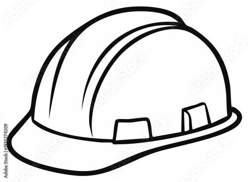 Outline Drawing of a White Safety Hard Hat for Construction and Industrial Work