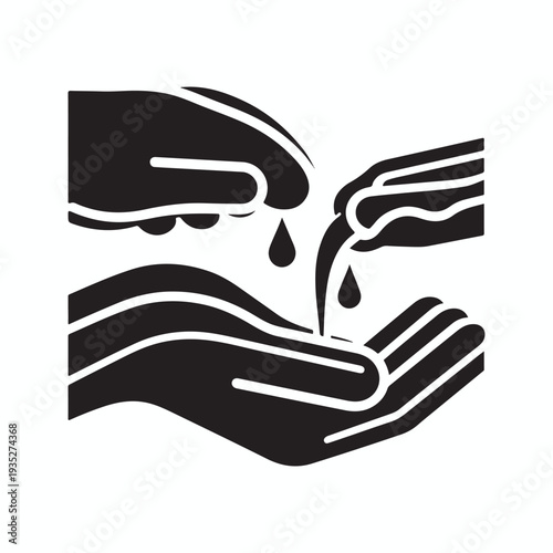 Black silhouette illustration of a human hand holding a car vector icon as a business concept symbol