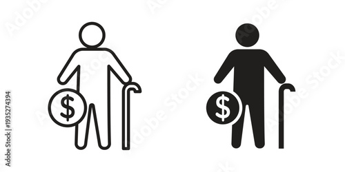 Retirement icon. Simple outline style concept. Thin line vector illustration.