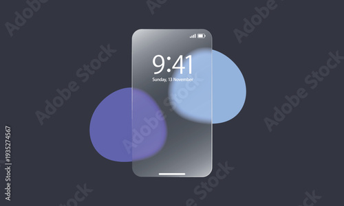 グラスモーフィズム風スマートフォンモックアップイラスト