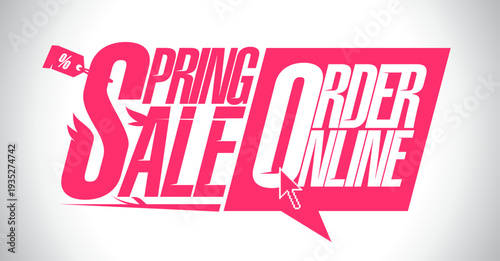 Spring sale, order online - vector banner design template