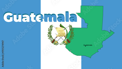 Vector map of Guatemala with national flag overlay. Detailed country silhouette isolated on white. Perfect for travel, geography, and icons.