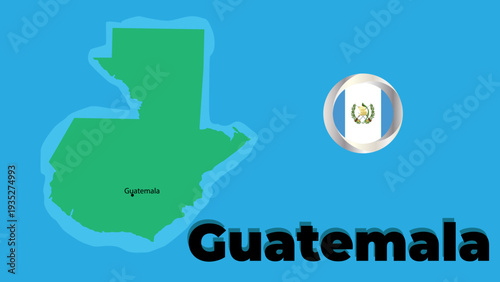 Vector map of Guatemala with national flag overlay. Detailed country silhouette isolated on white. Perfect for travel, geography, and icons.