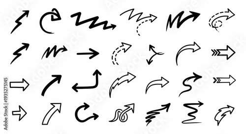 Hand Drawn Arrows Collection Various Directions.