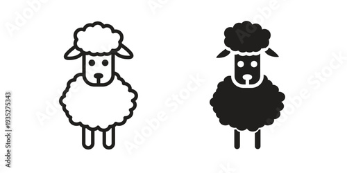 Sheep icon. Simple outline style concept. Thin line vector illustration.