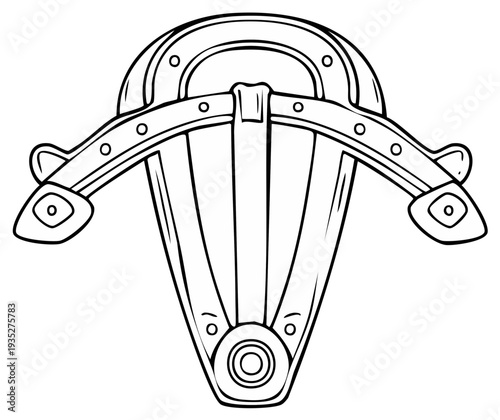 Intricate Line Art Illustration of a Decorative Ancient Weapon or Shield Design Element