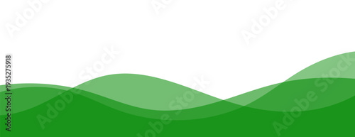 Green waves separator, footer, modern divider shape for bottom of the website page