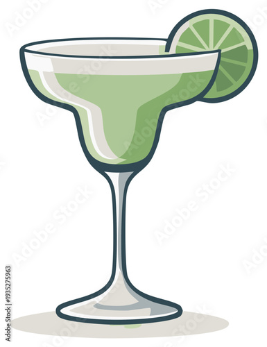 Fresh margarita cocktail in a glass with a lime wedge garnish, perfect for a summer drink, vibrant and refreshing beverage art