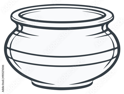 Simple Traditional Empty Clay Pot Illustration for Cooking or Decoration