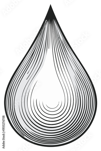 Stylized Water Drop Illustration with Concentric Line Detail