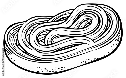 Pasta Noodles Serving in a Bowl - Ink Illustration