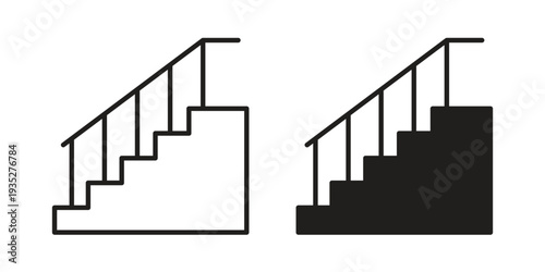 Stairs icon. Simple outline style concept. Thin line vector illustration.