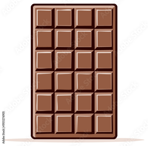 Rectangular chocolate bar made up of 24 uniform squares, perfect for confectionery, dessert, or sweet-themed design elements