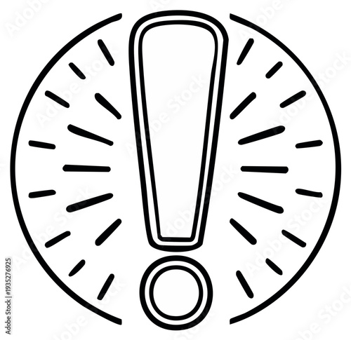 Exclamation Mark Symbol with Radial Burst Effect Outline