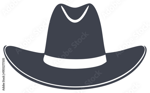 Stylish Cowboy Hat Illustration with Band Decorating the Center of the Hat's crown