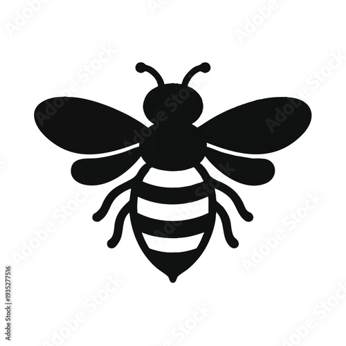 Simple Black Bee Silhouette Icon