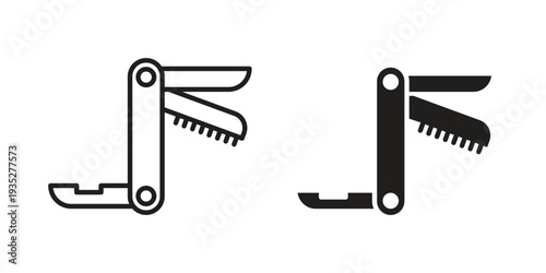 Swiss Knife icon. Simple outline style concept. Thin line vector illustration.