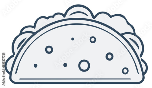 Cartoon illustration of a taco with filling, outline style.