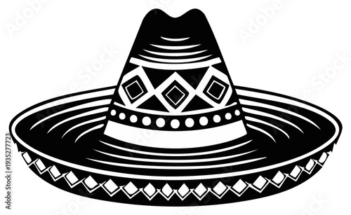 Traditional Mexican Sombrero Hat with Geometric Pattern Celebration Fiesta