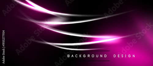 Abstract pink lines over black background. Smooth curves create dynamic visual effect. Modern design element for digital projects.