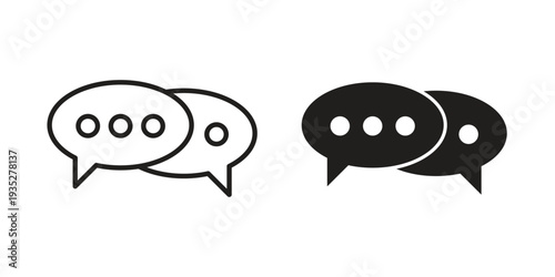 Text chat icon. Simple outline style concept. Thin line vector illustration.