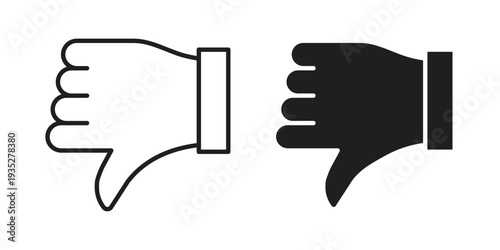 Thumb down icon. Simple outline style concept. Thin line vector illustration.