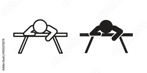 Tired person icon. Simple outline style concept. Thin line vector illustration.