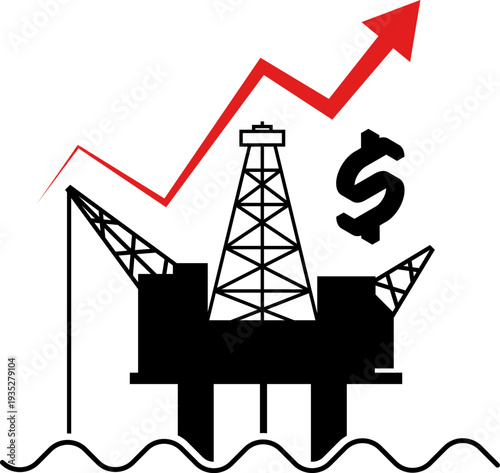 Oil price rising concept, Crude oil commodity price crisis, high demand or energy industry. Oil price chart graph. Gasoline Fuel Gas Petrols Stock Value Market Demand Price Hike Rise Increase