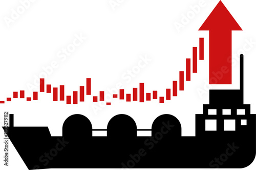 Oil price rising concept, Crude oil commodity price crisis, high demand or energy industry. Oil price chart graph. Gasoline Fuel Gas Petrols Stock Value Market Demand Price Hike Rise Increase