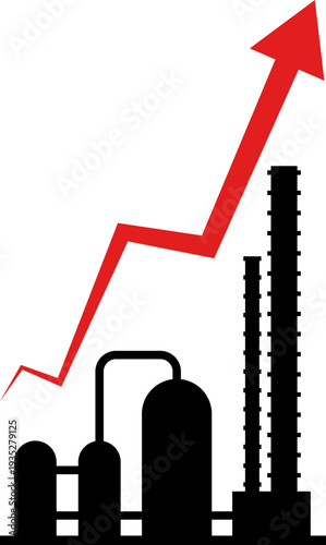 Oil price rising concept, Crude oil commodity price crisis, high demand or energy industry. Oil price chart graph. Gasoline Fuel Gas Petrols Stock Value Market Demand Price Hike Rise Increase