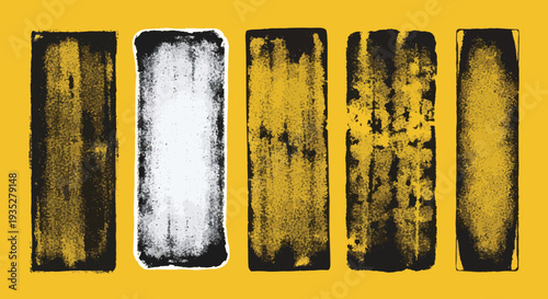 Abstract Grunge Vertical Rectangles Texture Backgrounds Set Isolated On Yellow - Distressed